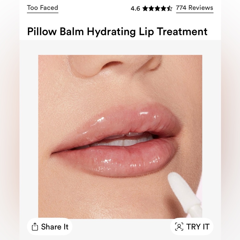Too Faced Pillow Balm Lip Treatment in Shade Original - Picture 4 of 5